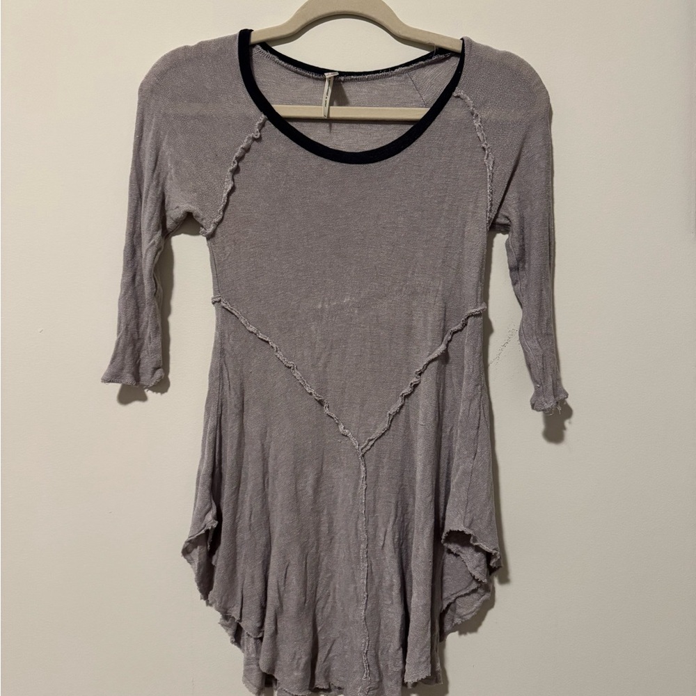 Free People Purple-Gray Asymmetrical Blouse